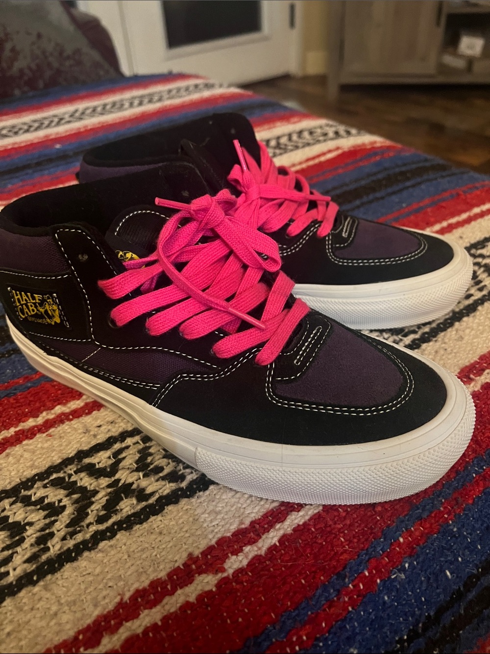 Vans  Half Cab Mid-Top Sneakers in Black, Purple & Bright Pink